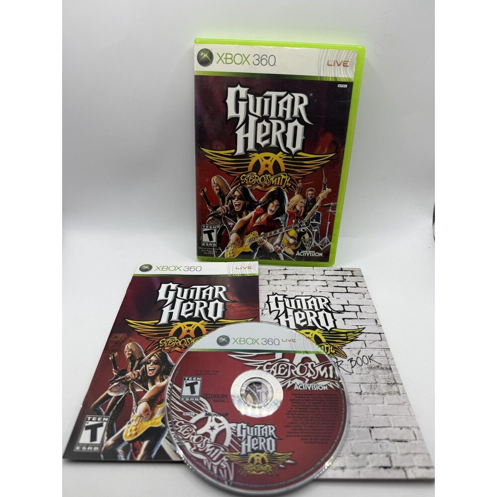 Guitar Hero Aerosmith Xbox 360 Game CIB with TOUR BOOK